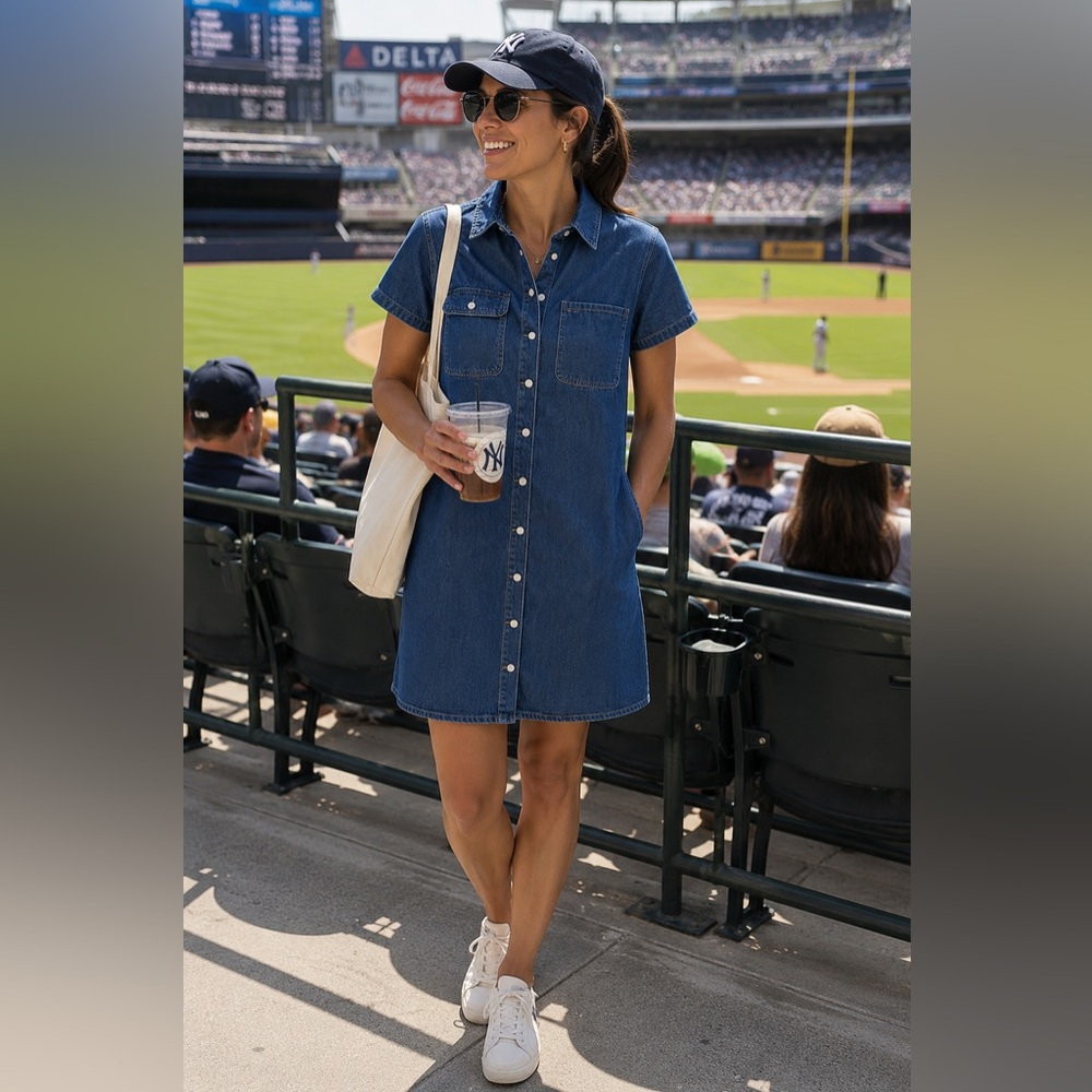 Universal Thread Blue Denim Mini Shirt Dress 100 percent Cotton